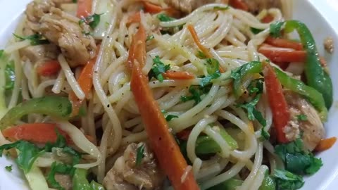 Chicken & Vegetable Spaghetti Recipe _ Easy Chicken Chow Mein Recipe _ Quick & Delicious Recipe