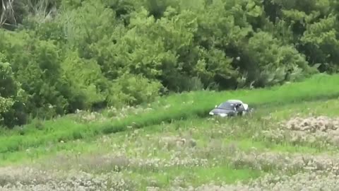 In grey zone positions in a forest belt southeast of Ugledar, a random civilian passerby in a car
