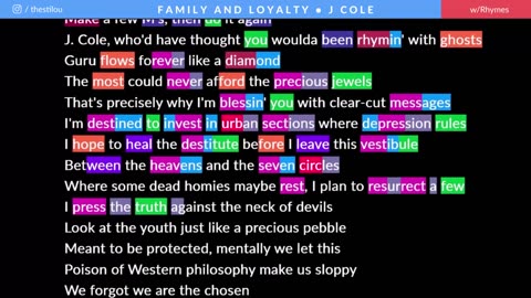 J Cole - Family and Loyalty Rhymes Highlighted