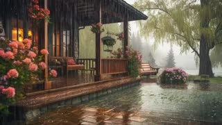 Rainy Afternoon Cozy Cabin 🌼 Spring Ambience Gentle Rain Sounds Nature & Birds