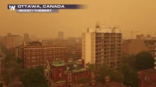 Nearby wildfire smoke is turning the sky orange in Ottawa, Canada.