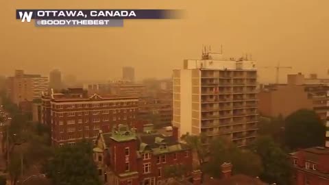 Nearby wildfire smoke is turning the sky orange in Ottawa, Canada.