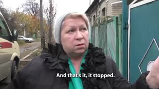 A resident of Donetsk tells how here house was damaged by Ukrainian shelling.