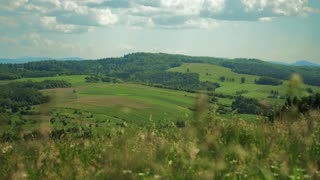 Meditate with a view - green hills with RELAXING WIND SOUNDS | ASMR breeze, birds, crickets, grass