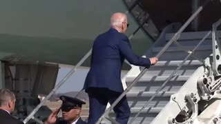 Dementia Joe Trips TWICE On The Air Force One Short Stairs