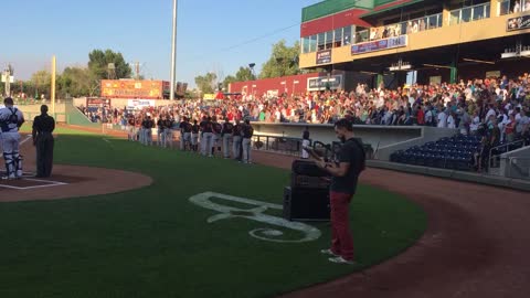 Dude shreds guitar during epic National Anthem performance