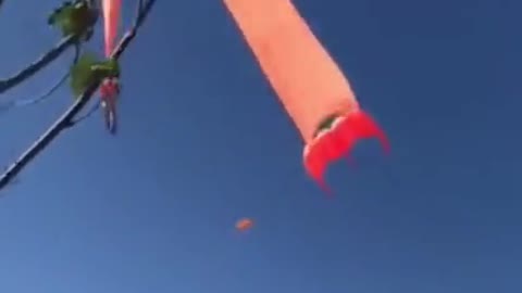WTF - 3 years old girl flied with kite in kite festival