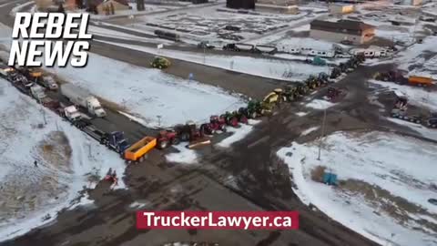 "Aerial of the Coutts blockade right now"