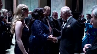 King Charles greets cast at London's Royal Opera House