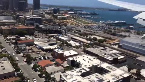 View of San Diego as Airplane Lands on Beautiful Sunny Day