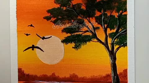 Sunset Painting tutorial for beginners