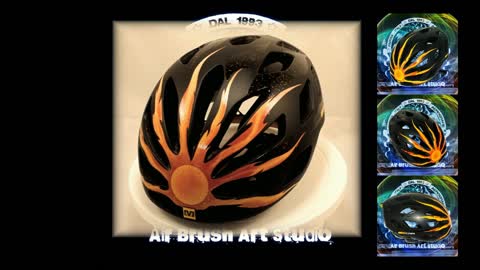 sun airbrushing on bike helmet