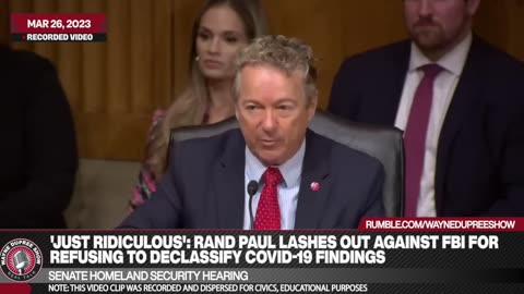 Senator Paul calls the FBI's refusal to provide the results of the Covid-19 study "just ridiculous."