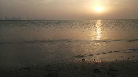 Beautiful sunset on Bahrain beach