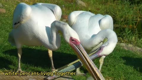 White pelicans live together