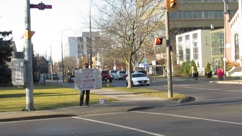 Protester outside St. Catharines City Hall
