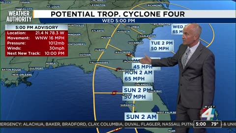 FLORIDA Expected path of Potential Tropical Cyclone 4 shifts west;