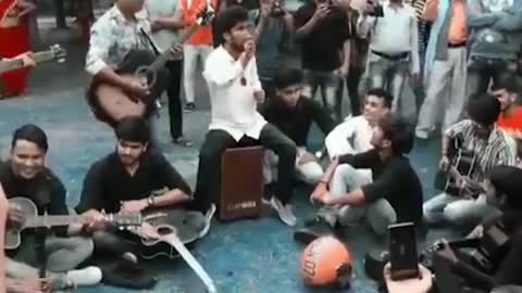 Amazing street song by indian college group (dulhe ka sehra remix song using clapbox cajon)