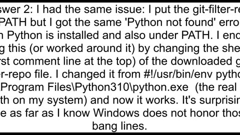 git filter repo Python was not found but it39s installed