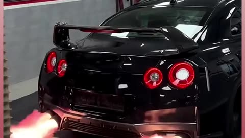 Massive Flames of the Nissan GTR R35