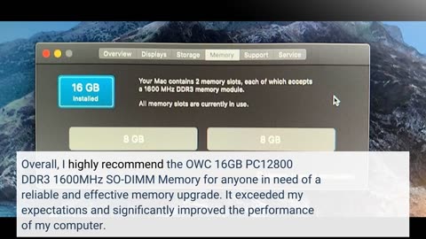 OWC 16GB PC12800 #DDR3 1600MHz SO-DIMM #Memory Compatible-Overview