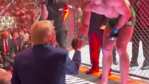 AMAZING: UFC Fighter Climbs Out Of Ring To Pay Respect To President Trump
