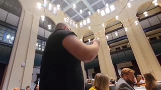 Patriot interrupts vaccine symposium:, asking questions triggers jeeter attack