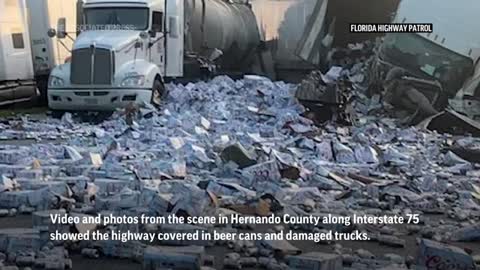 Big beer spill on Florida highway