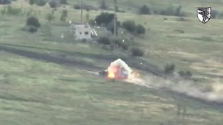 The 93rd Brigade of Ukraine destroys a Russian tank as it was driving