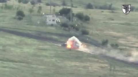 The 93rd Brigade of Ukraine destroys a Russian tank as it was driving