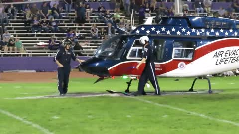 Air Evac Helicopter Lands To Open Up Washington & Keokuk's High School Football