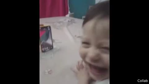 Baby takes a tumble and finds it funny