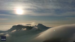 spectacular reverse cloud waterfall created by GOD