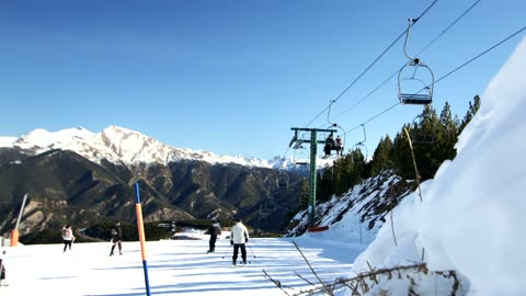 People skiing on the mountain