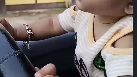 cute baby driving☺️👌