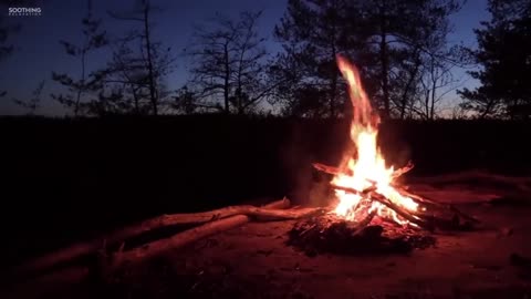 1/6 Relaxing Music, Stress Relief and Calming With Campfire