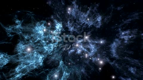 Animation of the rotating cosmic nebulae with dark satrdust clouds