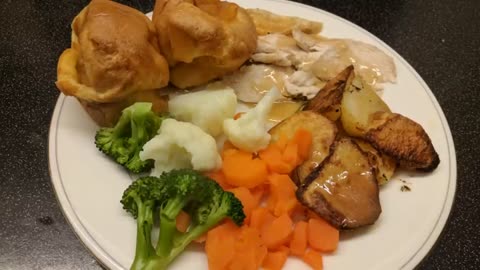 Traditional British Sunday Roast Chicken Dinner