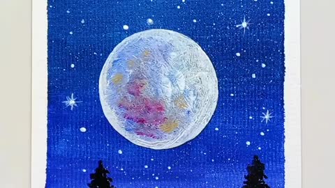 Acrylic Painting _ Moonlight Night Scenery Painting