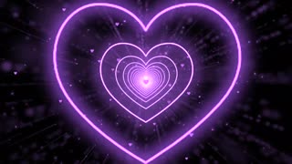 094. Heart Tunnel💜Purple Heart Background Neon Heart Background Video