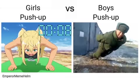 Girls Push-up vs Boys Push-up, Girls workout memes, Boys vs girls