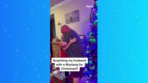 BEST CHRISTMAS SURPRISE - Husband gets surprise of his life with new Mustang for Christmas