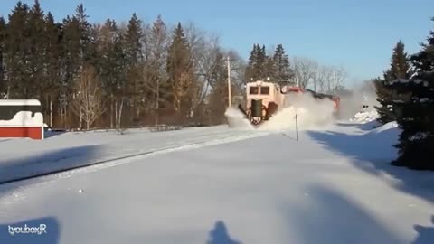 awesome powerful snow plow train removal