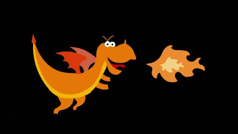 Simple flat style animation cartoon animal breathing fire dragon mg