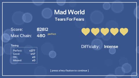 Melody's Escape to, "Mad World", by Tears for Fears.