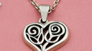 Enchanting Double Roses in Heart Silver Pendant: Embrace Eternal Love