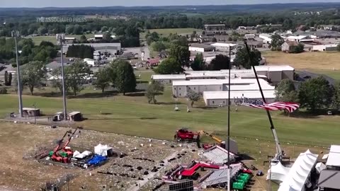 Drone footage of grounds where gunman opened fire on Donald Trump at rally.mp4