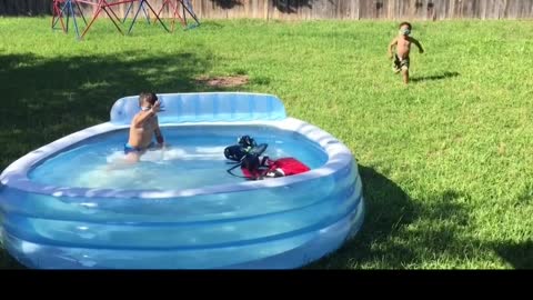 Baby Runs Into Pool Fail