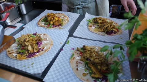 Flat Bread Wraps and Meats. London Street Food