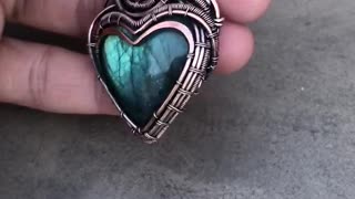 Labradorite heart necklace in handmade.